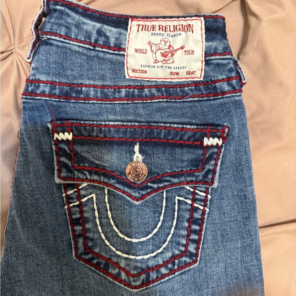 True Religion Women's Denim Jeans with Red Stitching